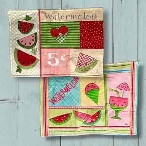 Quilted Cotton Placemats Watermelon Summer Quality Made Set/ 2